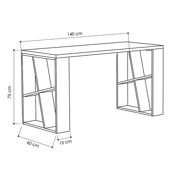 Γραφείο Honey pakoworld χρώμα λευκό - light oak 140x60x75εκ