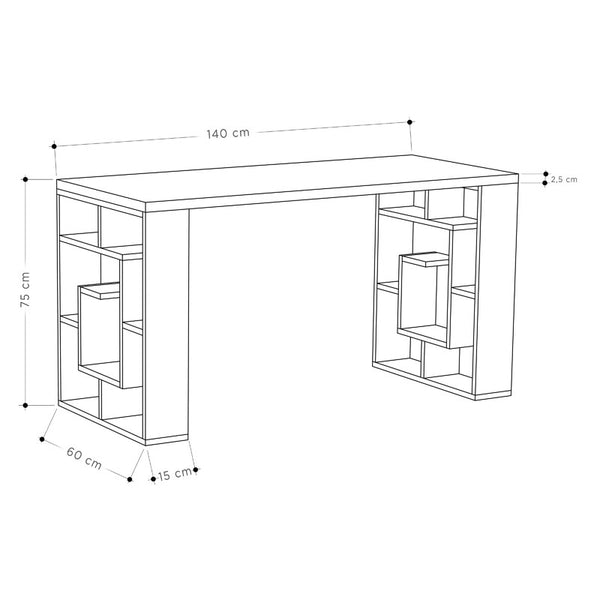 Γραφείο Labirent pakoworld χρώμα λευκό-καρυδί 140x60x75εκ