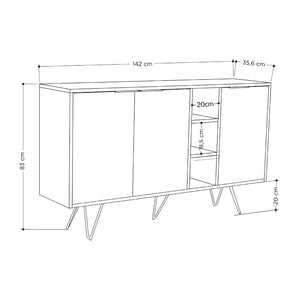 Μπουφές Clara pakoworld σε μόκα-ανθρακί απόχρωση 142x35