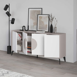 Μπουφές Gora pakoworld σε λευκή με μόκα απόχρωση 180x35.6x82εκ