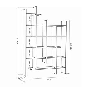 Βιβλιοθήκη Manco pakoworld σε oak απόχρωση 122x25.5x188εκ