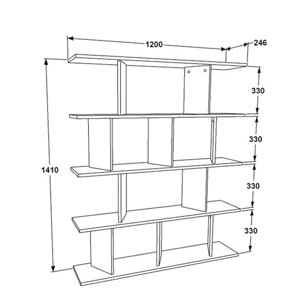 Βιβλιοθήκη Ratu pakoworld sonoma-μαύρο 120x24