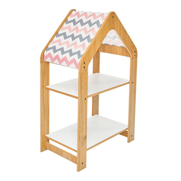 Ραφιέρα τ. Montessori Zoilen pakoworld φυσικό-λευκό-ροζ mdf 50x30x80εκ