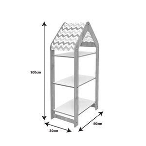 Ραφιέρα τ. Montessori Zoilen I pakoworld λευκό-φυσικό-μπλε mdf 50x30x100εκ