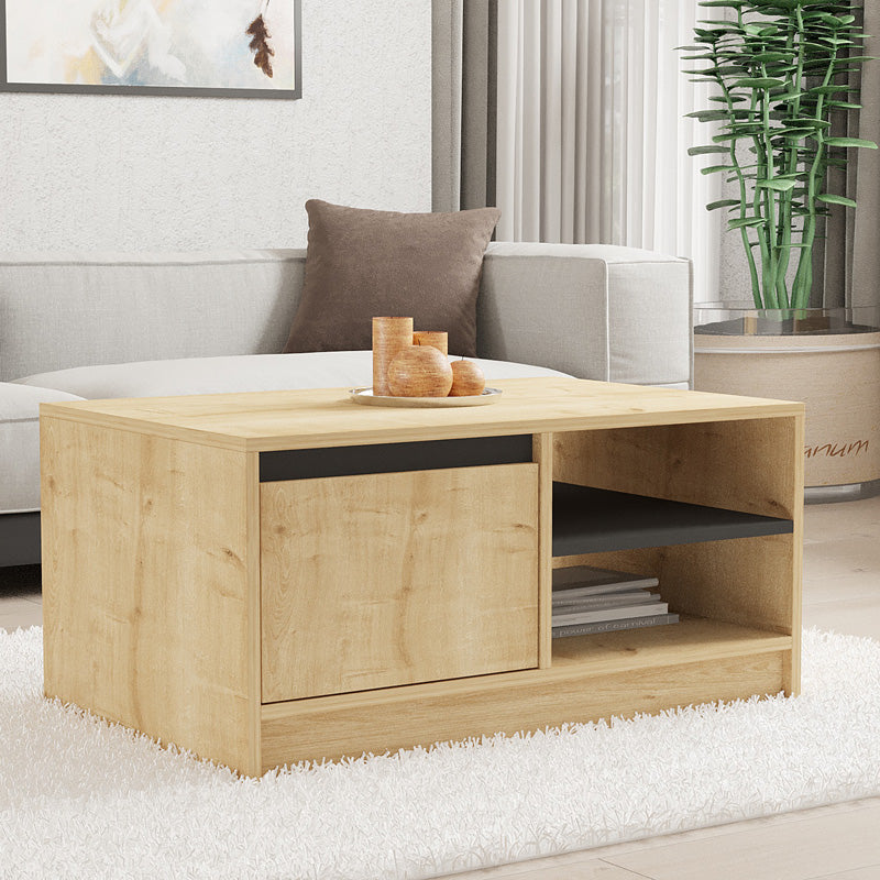 Τραπέζι σαλονιού Narli pakoworld σε oak απόχρωση 90x60x45εκ