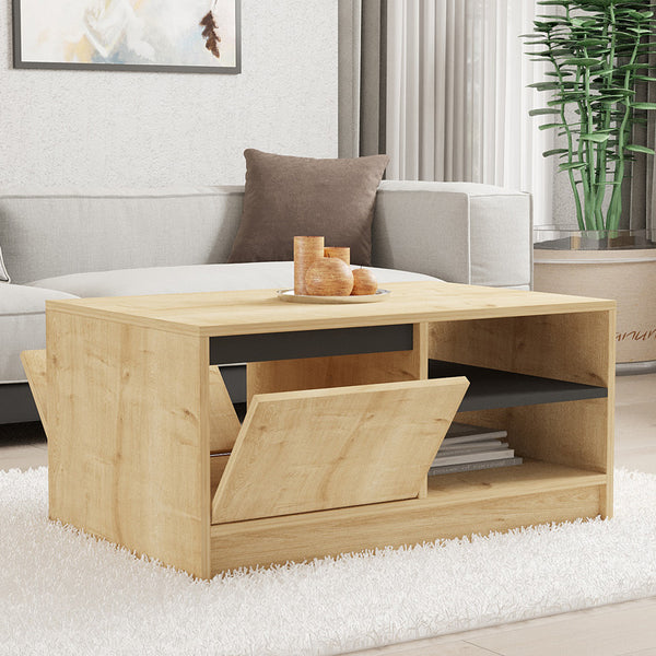 Τραπέζι σαλονιού Narli pakoworld σε oak απόχρωση 90x60x45εκ