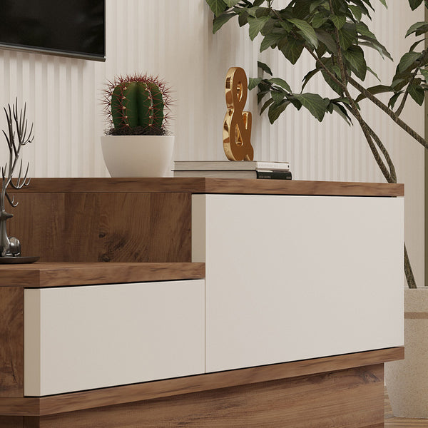 Έπιπλο τηλεόρασης Eclipse pakoworld σε κρεμ-oak απόχρωση 160x35x35εκ