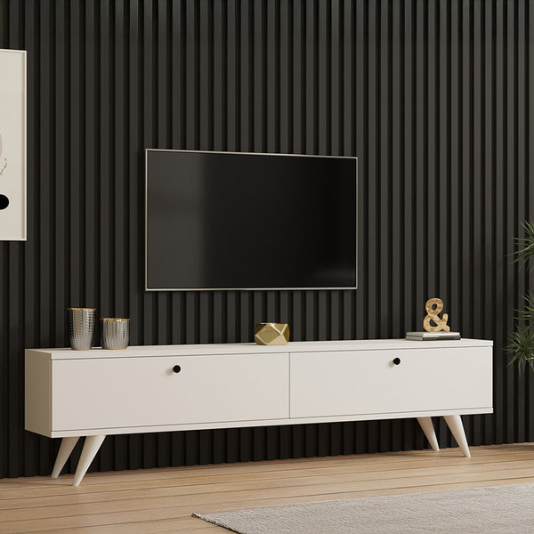 Έπιπλο τηλεόρασης Jate pakoworld σε λευκή απόχρωση 160x25x40εκ