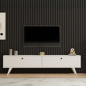 Έπιπλο τηλεόρασης Jate pakoworld σε λευκή απόχρωση 160x25x40εκ