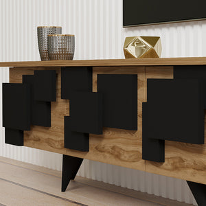Έπιπλο τηλεόρασης Trida pakoworld oak με μαύρο 160x35x45εκ