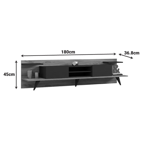 Έπιπλο τηλεόρασης Astry pakoworld καρυδί με ανθρακί 180x36