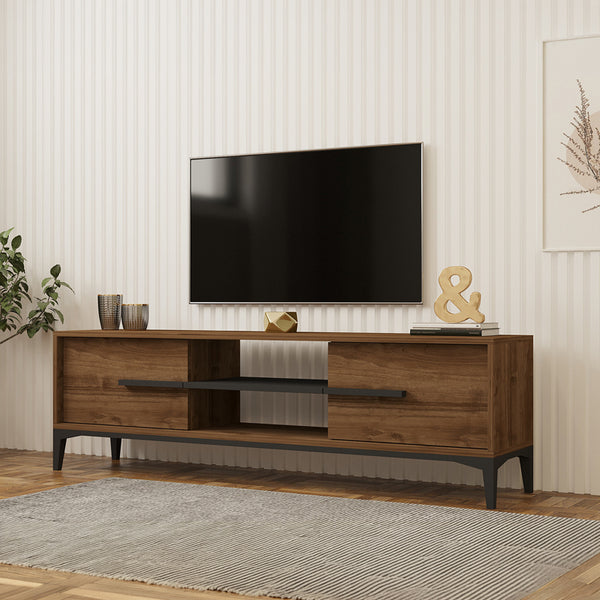 Έπιπλο τηλεόρασης Eslem pakoworld καρυδί με ανθρακί 160x34