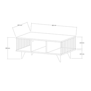 Τραπέζι σαλονιού Pena pakoworld sonoma με μαύρο 90x60x39