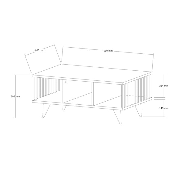 Τραπέζι σαλονιού Pena pakoworld sonoma με μαύρο 90x60x39