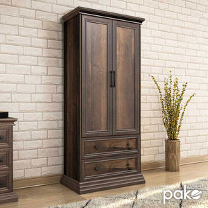 Ντουλάπα ρούχων δίφυλλη Mozart pakoworld χρώμα καρυδί 83x52x202