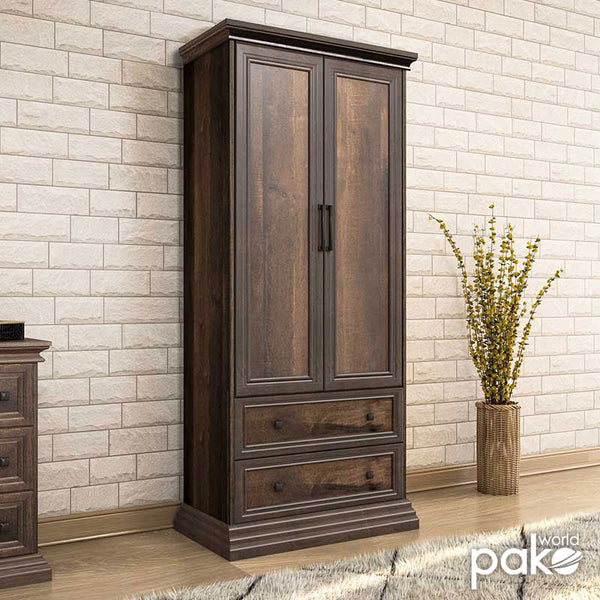 Ντουλάπα ρούχων δίφυλλη Mozart pakoworld χρώμα καρυδί 83x52x202