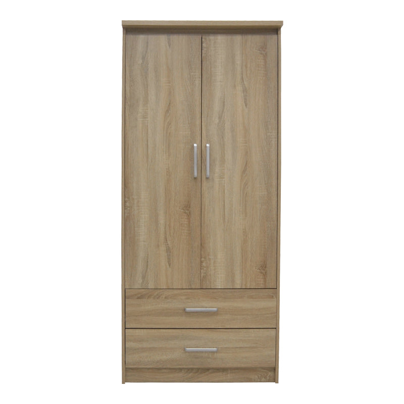 Ντουλάπα ρούχων δίφυλλη OLYMPUS pakoworld σε sonoma απόχρωση 81x57x183εκ