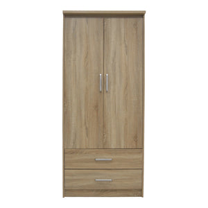 Ντουλάπα ρούχων δίφυλλη OLYMPUS pakoworld σε sonoma απόχρωση 81x57x183εκ