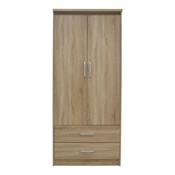 Ντουλάπα ρούχων δίφυλλη OLYMPUS pakoworld σε sonoma απόχρωση 81x57x183εκ