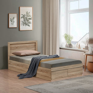 Κρεβάτι Olympus pakoworld με συρτάρι σε sonoma απόχρωση 120x200εκ
