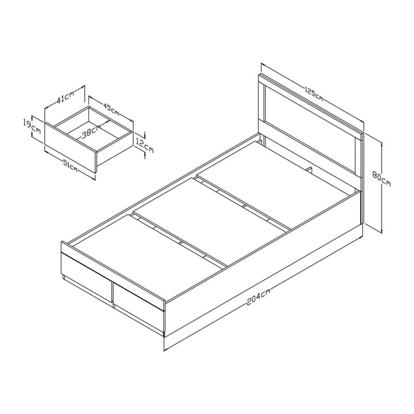 Κρεβάτι Olympus pakoworld με συρτάρι σε sonoma απόχρωση 120x200εκ