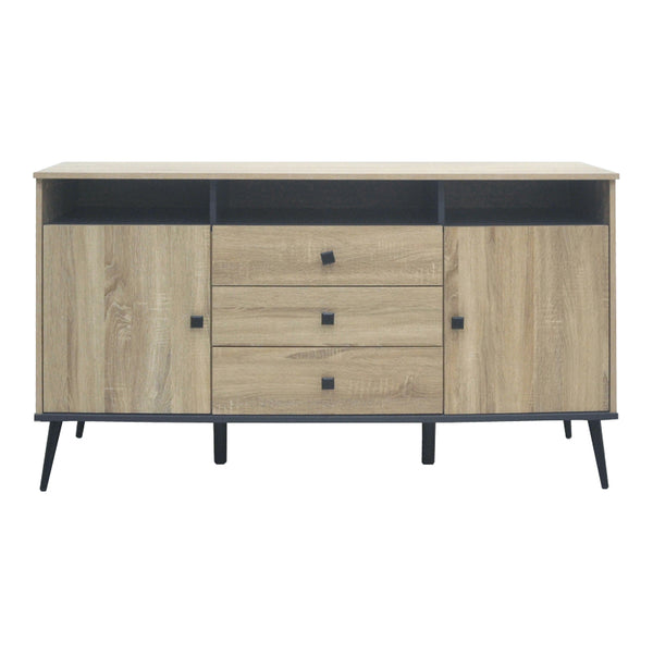 Μπουφές Zezan pakoworld σε sonoma-ανθρακί απόχρωση 140.5x41.5x80εκ