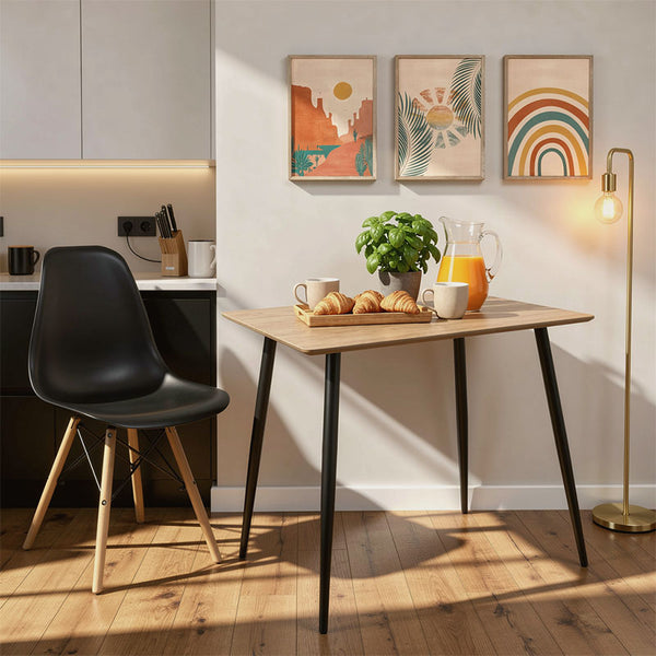 Τραπέζι Cuba pakoworld MDF sonoma-μαύρο 70x70x75εκ