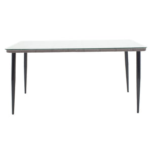 Τραπέζι Naoki pakoworld μέταλλο μαύρο-pe γκρι-γυαλί 160x90x78εκ