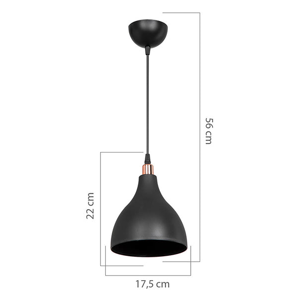 Φωτιστικό οροφής μονόφωτο Lofty pakoworld Ε27 μαύρο Φ18x22εκ