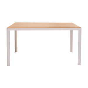 Τραπέζι Nares pakoworld αλουμίνιο λευκό-plywood φυσικό 140x80x72.5εκ