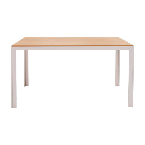Τραπέζι Nares pakoworld αλουμίνιο λευκό-plywood φυσικό 140x80x72.5εκ