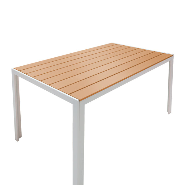 Τραπέζι Nares pakoworld αλουμίνιο λευκό-plywood φυσικό 140x80x72.5εκ