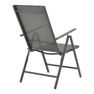 Πολυθρόνα Candor pakoworld ανθρακί μέταλλο και γκρι textilene 51.5x63.5x107εκ
