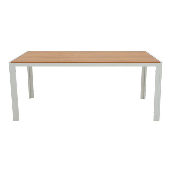 Τραπέζι Nares pakoworld αλουμίνιο λευκό-plywood φυσικό 180x90x72.5εκ