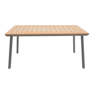 Τραπέζι Griffith pakoworld ανθρακί αλουμίνιο και plywood σε φυσική απόχρωση 160x90x74εκ
