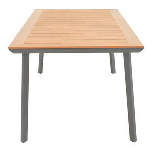 Τραπέζι Griffith pakoworld ανθρακί αλουμίνιο και plywood σε φυσική απόχρωση 160x90x74εκ