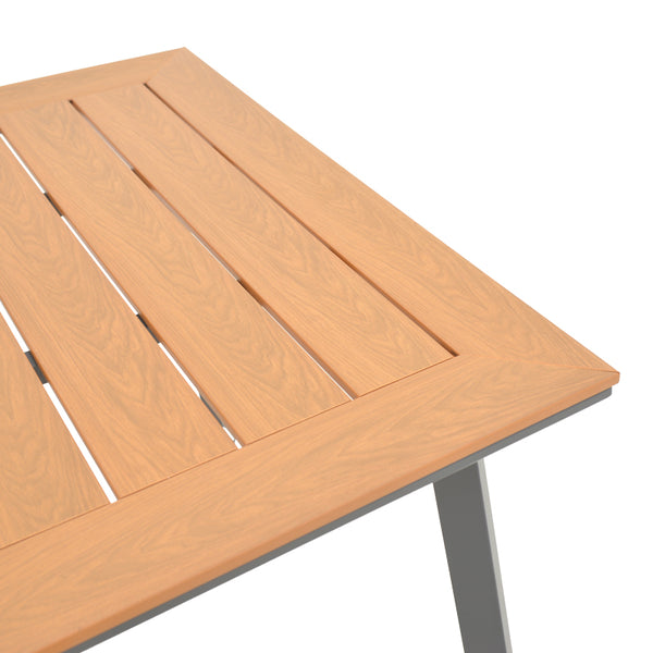 Τραπέζι Griffith pakoworld ανθρακί αλουμίνιο και plywood σε φυσική απόχρωση 160x90x74εκ