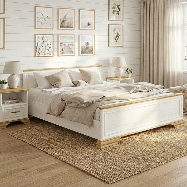 Κρεβάτι Jaden pakoworld golden oak-λευκό antique 160x200εκ