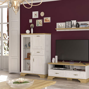 Βιτρίνα Jaden pakoworld golden oak-λευκό antique 93