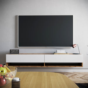 Έπιπλο τηλεόρασης επιτοίχιο Handra pakoworld λευκό-oak 180x31