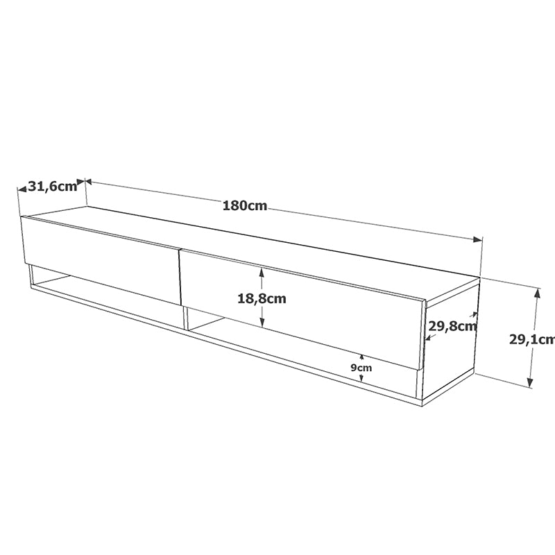 Έπιπλο τηλεόρασης επιτοίχιο Handra pakoworld λευκό-oak 180x31