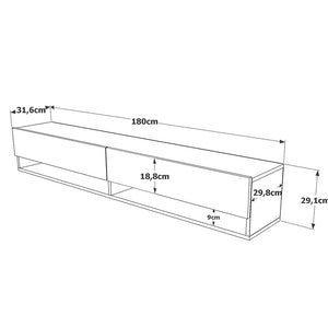 Έπιπλο τηλεόρασης επιτοίχιο Handra pakoworld λευκό-oak 180x31
