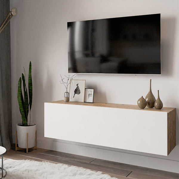 Έπιπλο τηλεόρασης επιτοίχιο Serit pakoworld λευκό-oak 100x31