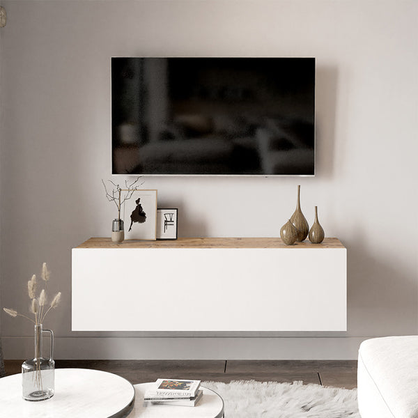 Έπιπλο τηλεόρασης επιτοίχιο Serit pakoworld λευκό-oak 100x31