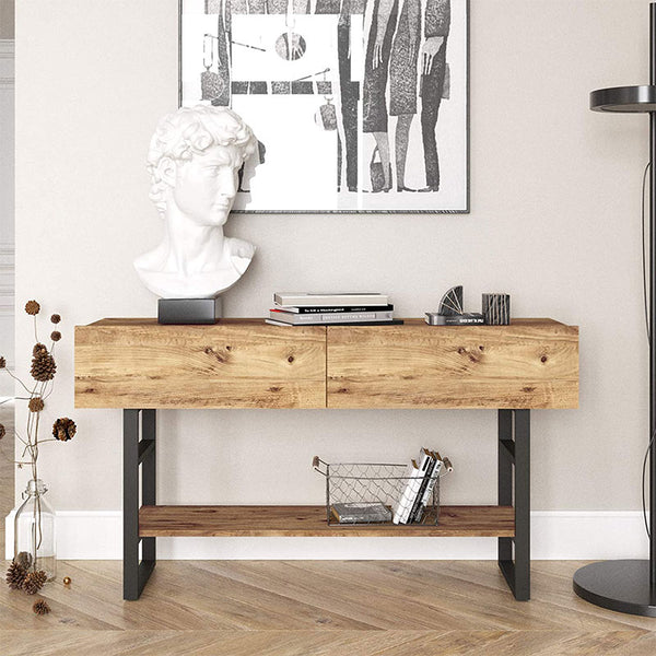 Κονσόλα Vien pakoworld oak-μαύρο 139x43x75