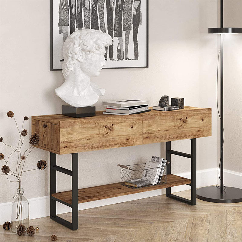 Κονσόλα Vien pakoworld oak-μαύρο 139x43x75