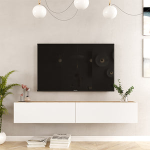 Έπιπλο τηλεόρασης επιτοίχιο Dello pakoworld λευκό-oak 180x31.6x29.6εκ