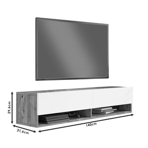 Έπιπλο τηλεόρασης επιτοίχιο Roscoe pakoworld λευκό-sonoma 140x31.6x29.6εκ