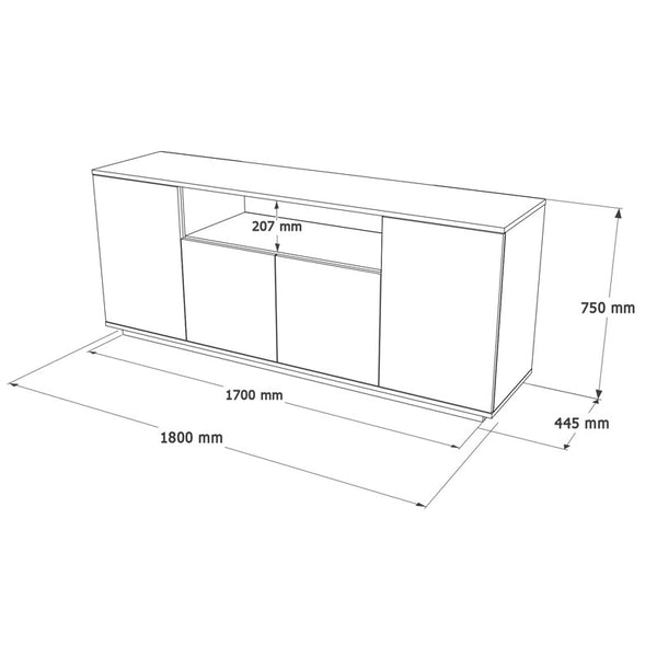 Μπουφές Placefol pakoworld μελαμίνης λευκό-φυσικό 180x44.5x75εκ
