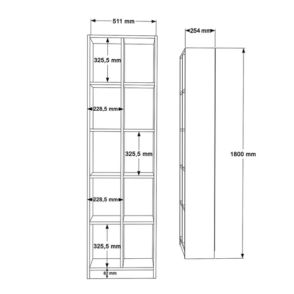 Βιβλιοθήκη Oteca 10θέσεων pakoworld oak 51.1x25.4x180εκ